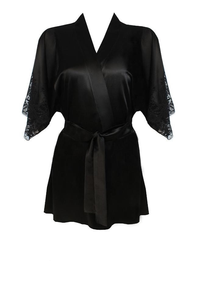 Sheer Lingerie Fleur of England Loungewear Black / 1001 / O/S Signature Black Lace Silk Robe