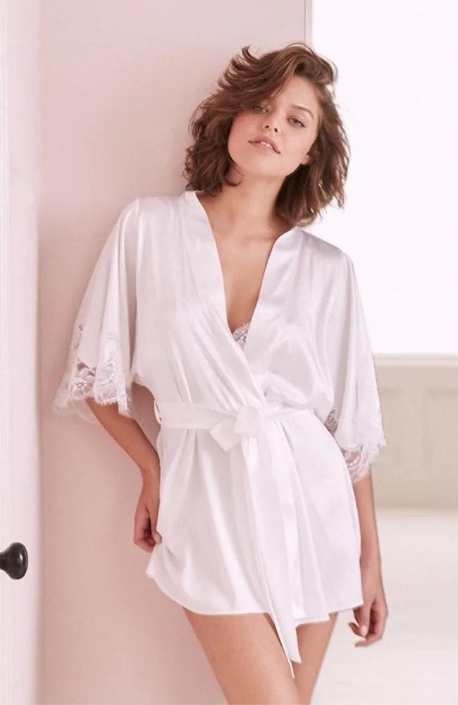 Sheer Lingerie Fleur of England Loungewear White / 1001 / O/S Signature Lace Silk Robe