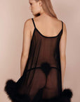 Sheer Lingerie Gilda & Pearl Loungewear Diana Silk and Marabou Feather Babydoll
