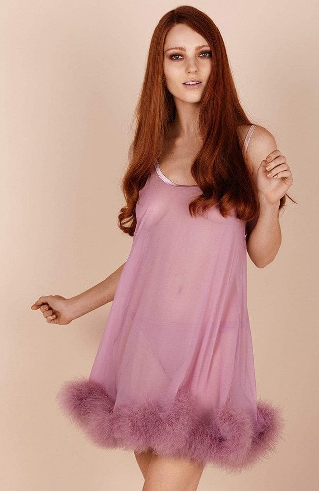 Sheer Lingerie Gilda & Pearl Loungewear Diana Silk and Marabou Feather Babydoll