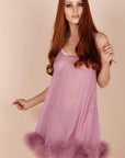Sheer Lingerie Gilda & Pearl Loungewear Diana Silk and Marabou Feather Babydoll