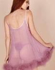 Sheer Lingerie Gilda & Pearl Loungewear Diana Silk and Marabou Feather Babydoll