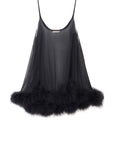 Sheer Lingerie Gilda & Pearl Loungewear S/M Diana Silk and Marabou Feather Babydoll
