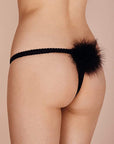 Sheer Lingerie Gilda & Pearl Underwear Diana Silk and Marabou Feather Pom Pom Thong