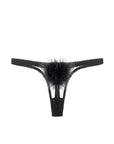 Sheer Lingerie Gilda & Pearl Underwear Black / S Diana Silk and Marabou Feather Pom Pom Thong