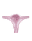Sheer Lingerie Gilda & Pearl Underwear Boudoir Rose / S Diana Silk and Marabou Feather Pom Pom Thong