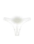 Sheer Lingerie Gilda & Pearl Underwear Ivory / S Diana Silk and Marabou Feather Pom Pom Thong