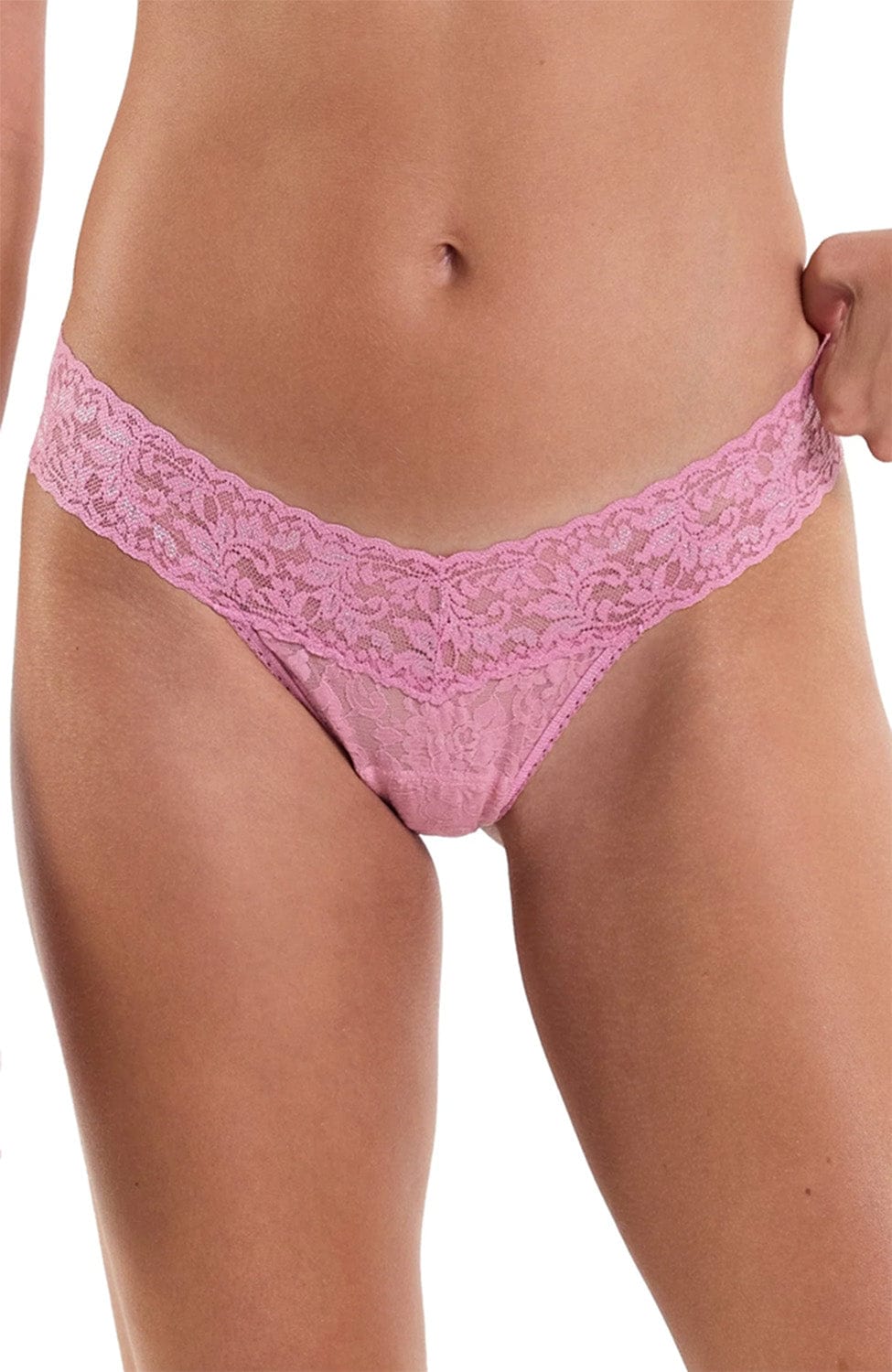 Sheer Lingerie Hanky Panky Bras Signature Lace Padded Triangle Bralette and Low Rise Thong Set