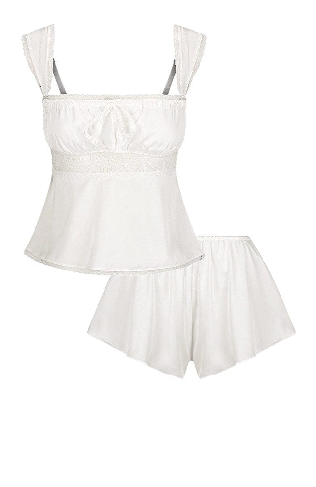 Sheer Lingerie Kat The Label Loungewear Ivory / XS Isabelle Camisole and Shorts Set