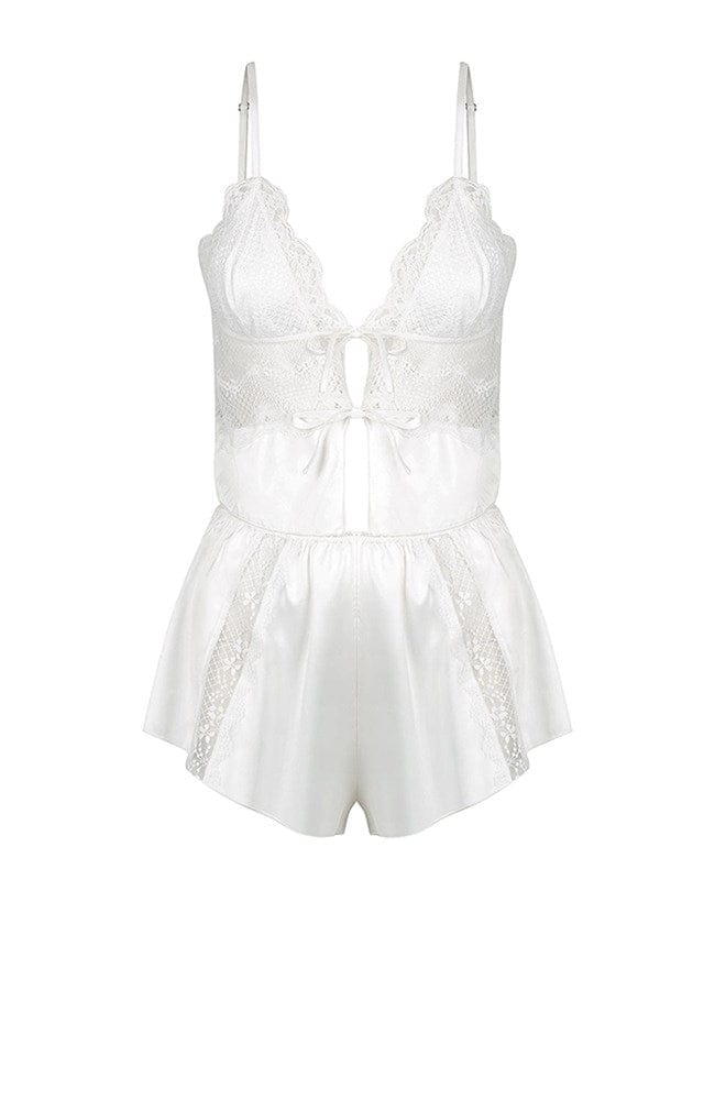 Sheer Lingerie Kat The Label Loungewear Ivory / XS Lucille Camisole and Shorts Set