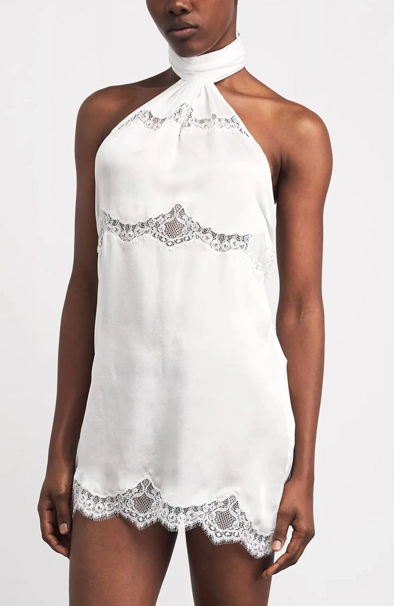 Sheer Lingerie Kiki de Montparnasse Loungewear Carla Applique Halter Mini Slip