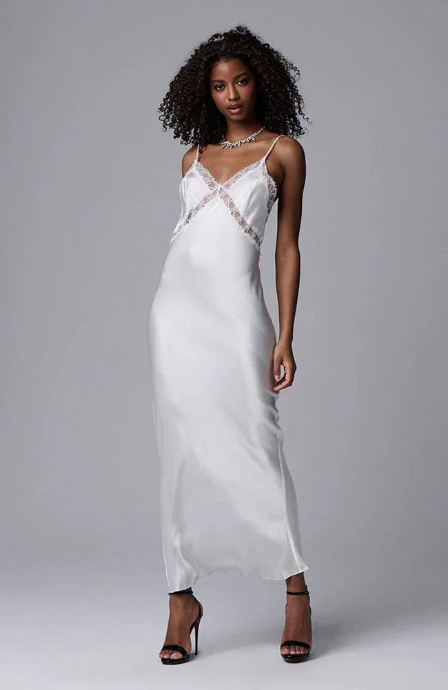 Sheer Lingerie Kiki de Montparnasse Loungewear Lace Inset Long Slip Dress