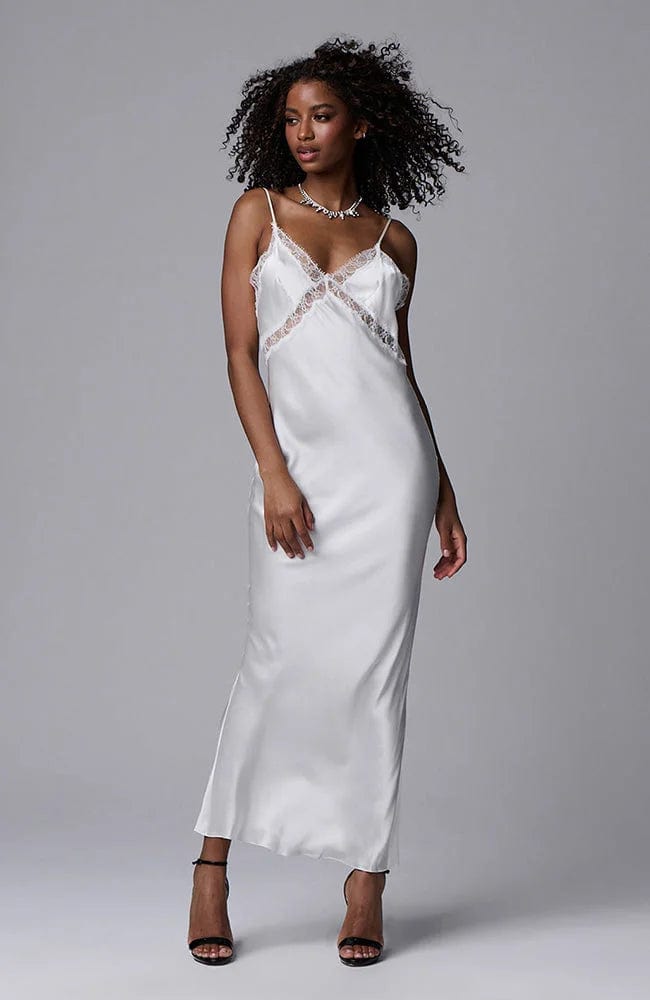 Sheer Lingerie Kiki de Montparnasse Loungewear Lace Inset Long Slip Dress