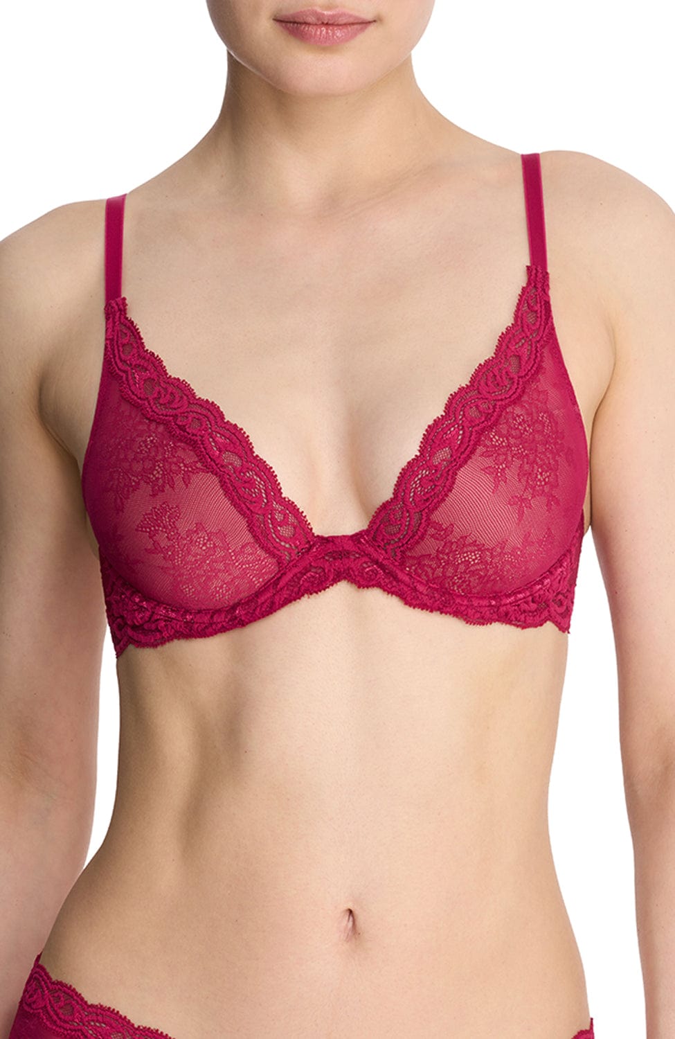 Sheer Lingerie Natori Bras Feathers Contour Lace Plunge Bra