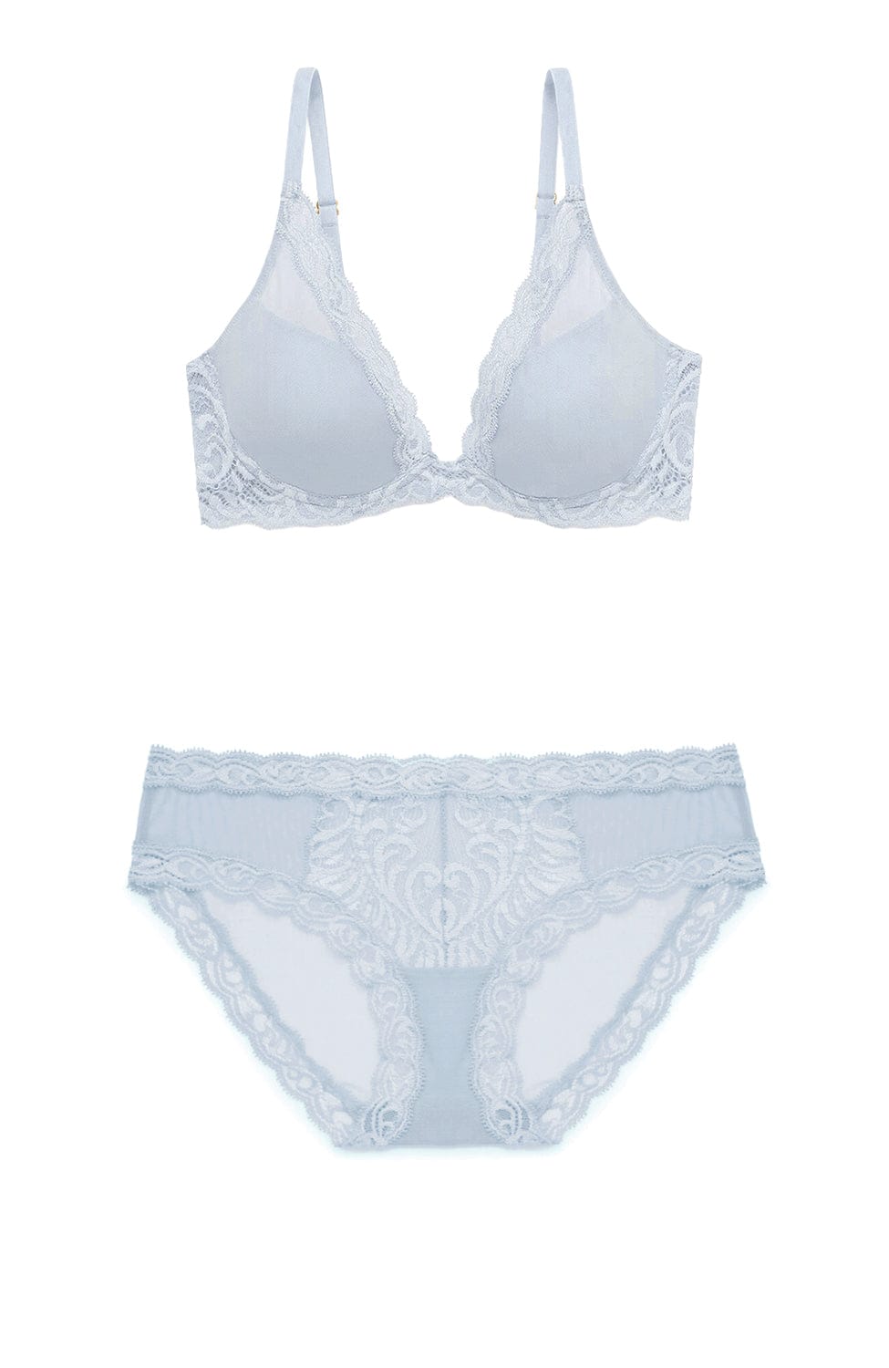 Sheer Lingerie Natori Lingerie Sets Feathers Plunge T-shirt Bra and Brief Set