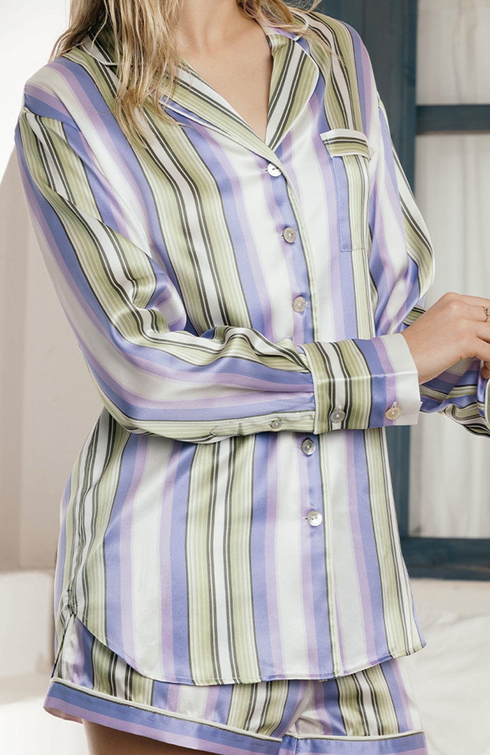 Sheer Lingerie Olivia von Halle Loungewear Alba Draper Silk Pajama Set