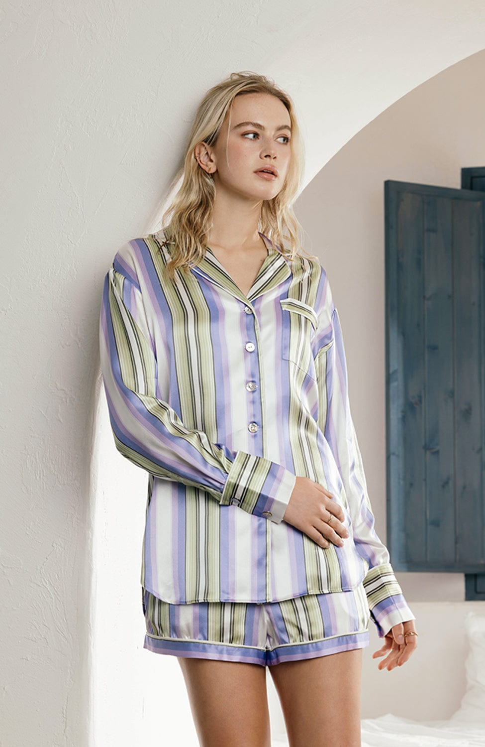 Sheer Lingerie Olivia von Halle Loungewear Alba Draper Silk Pajama Set