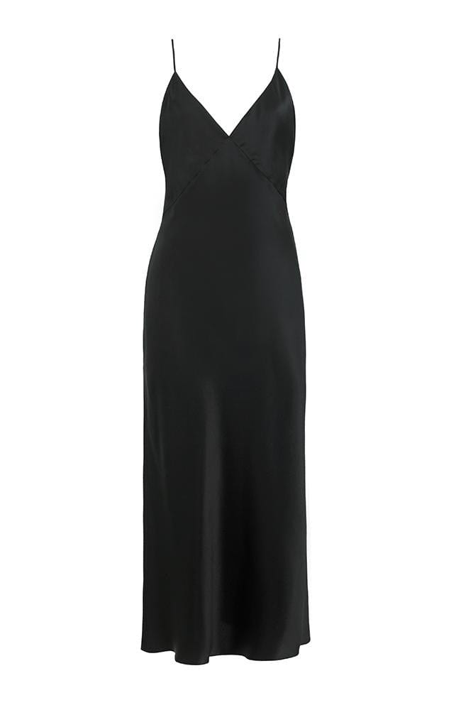 Sheer Lingerie Olivia von Halle Loungewear Jet Black / 1001 / L Issa Jet Black Silk Slip Dress