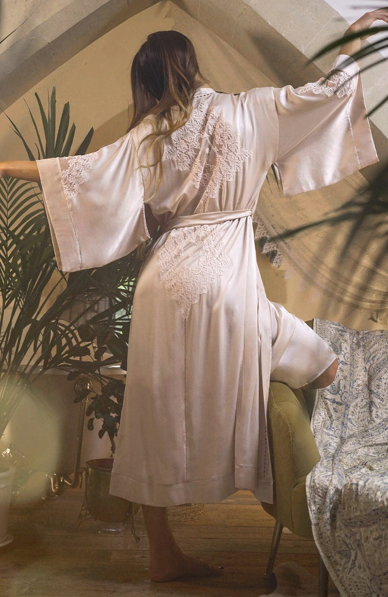 Florence Long Kimono Robe-Loungewear-Shell Belle Couture-SHEER, SHEER, Luxury lingerie brand, Luxury lingerie Hong Kong, Designer lingerie HK, Designer lingerie online, International luxury lingerie, Luxury lingerie gift ideas, buy lingerie online, Designer lingerie global delivery, Luxury lingerie shipping to Australia, Luxury lingerie shipping to Singapore