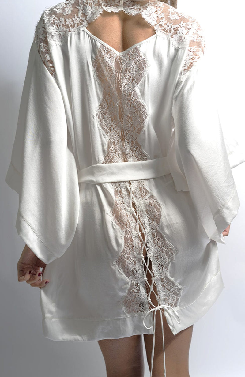 Ivy Short Kimono-Loungewear-Shell Belle Couture-SHEER, SHEER, Luxury lingerie brand, Luxury lingerie Hong Kong, Designer lingerie HK, Designer lingerie online, International luxury lingerie, Luxury lingerie gift ideas, buy lingerie online, Designer lingerie global delivery, Luxury lingerie shipping to Australia, Luxury lingerie shipping to Singapore