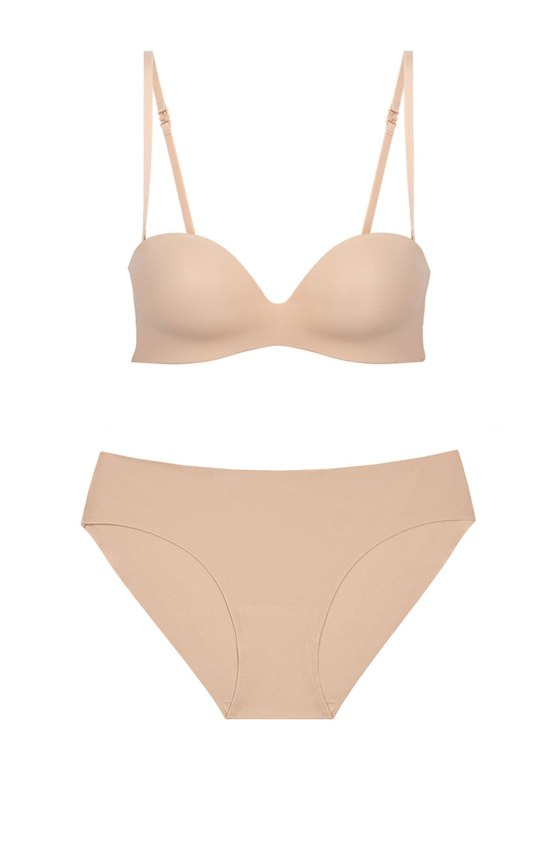 Essential Strapless Bra and Uniq Seamless Brief Set-Lingerie Sets-Simone Perele-SHEER, SHEER, Luxury lingerie brand, Luxury lingerie Hong Kong, Designer lingerie HK, Designer lingerie online, International luxury lingerie, Luxury lingerie gift ideas, buy lingerie online, Designer lingerie global delivery, Luxury lingerie shipping to Australia, Luxury lingerie shipping to Singapore