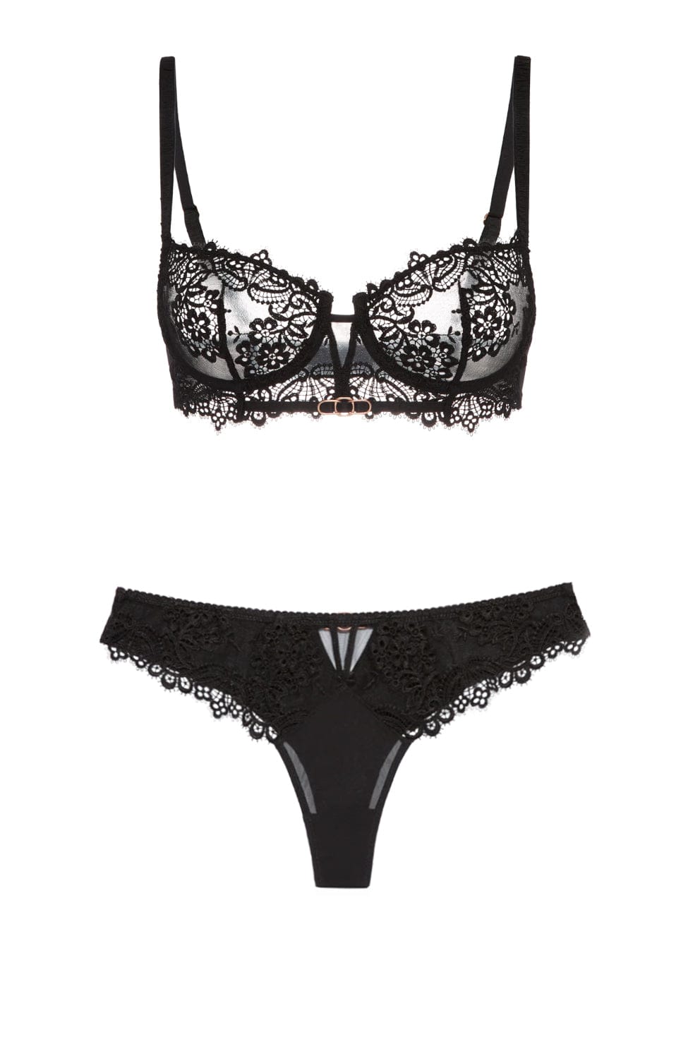 Sheer Lingerie Simone Perele Lingerie Sets Idole Balconette Bra and Thong Set