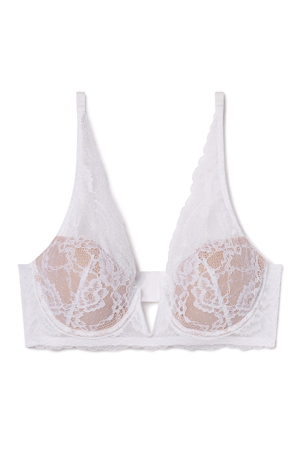 Sheer Lingerie Skarlett Blue Bras White Nylon / 32A Minx V-Wire Plunge Lace Bra