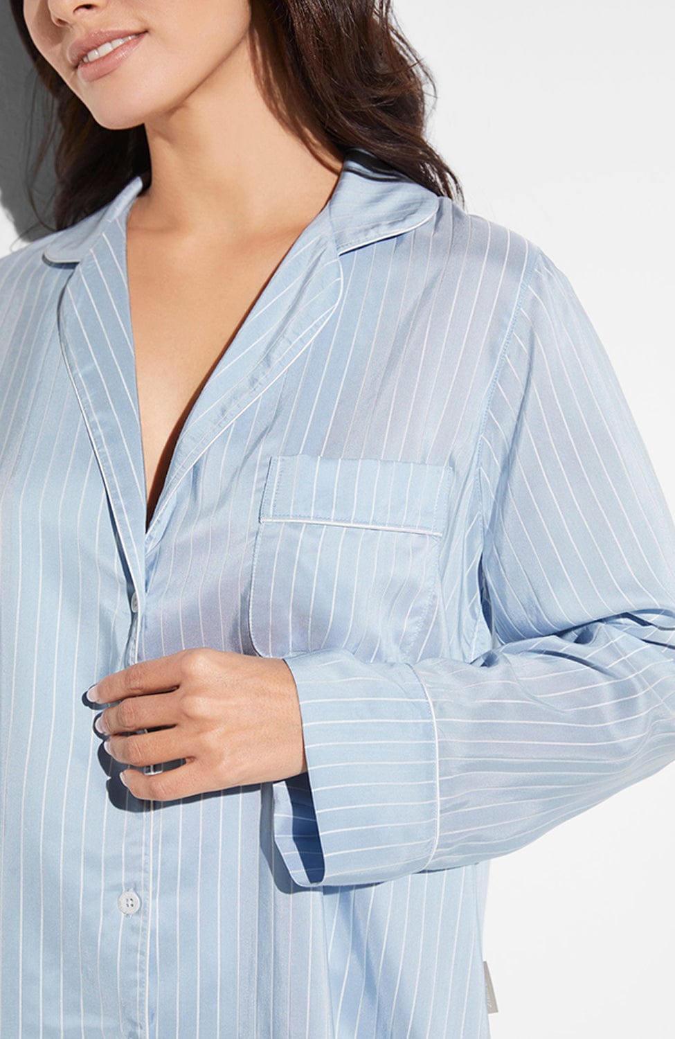 Sheer Lingerie Zimmerli Loungewear Feminine Stripes Pajama Long Set