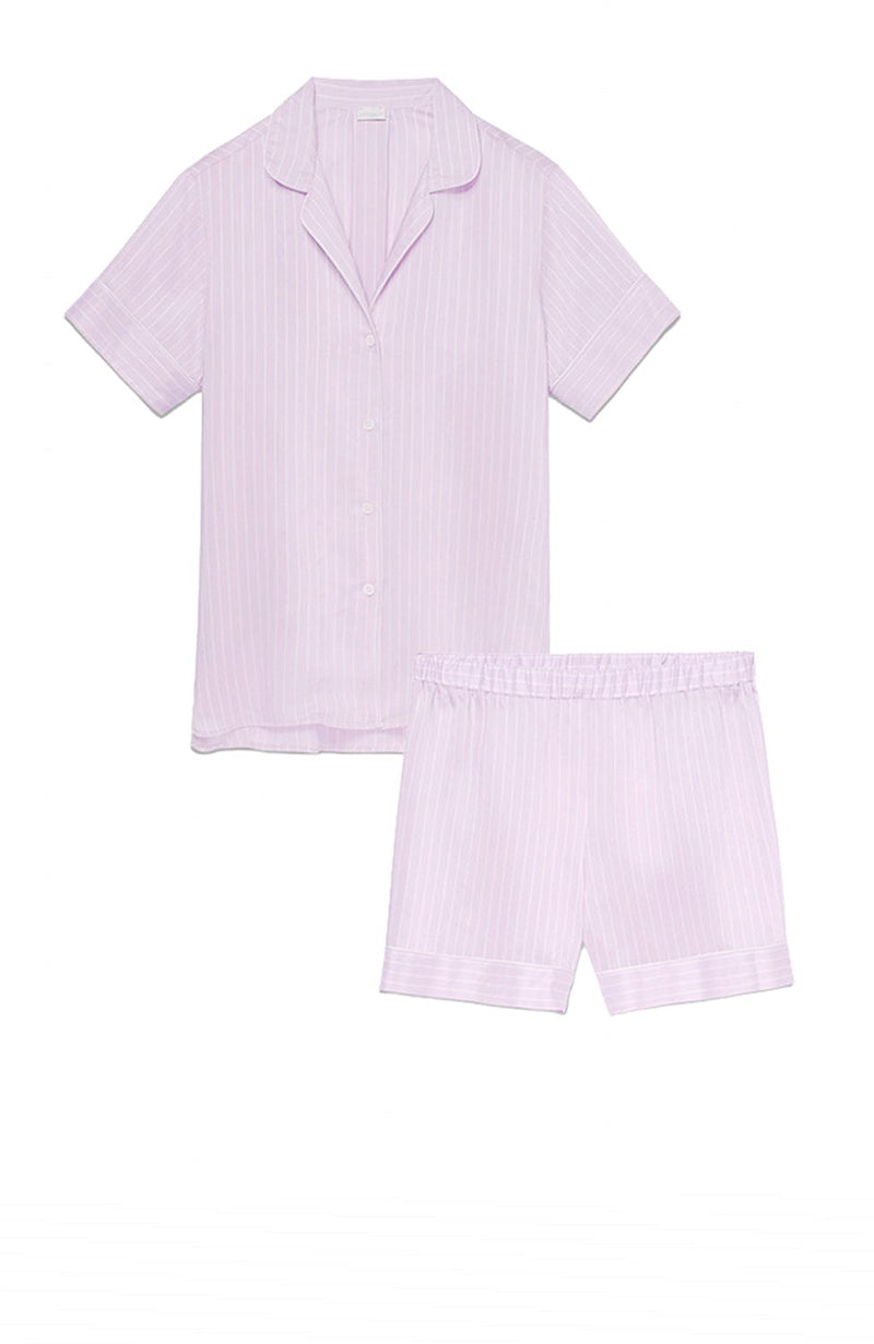 Feminine Stripes Short Pajama Set-Loungewear-Zimmerli-SHEER, SHEER, Luxury lingerie brand, Luxury lingerie Hong Kong, Designer lingerie HK, Designer lingerie online, International luxury lingerie, Luxury lingerie gift ideas, buy lingerie online, Designer lingerie global delivery, Luxury lingerie shipping to Australia, Luxury lingerie shipping to Singapore