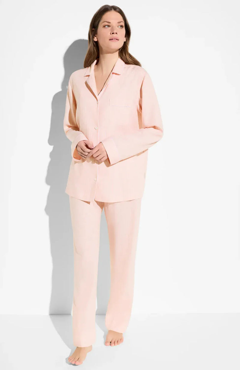 Sheer Lingerie Zimmerli Loungewear Luxury Stripes Long Pajamas Set