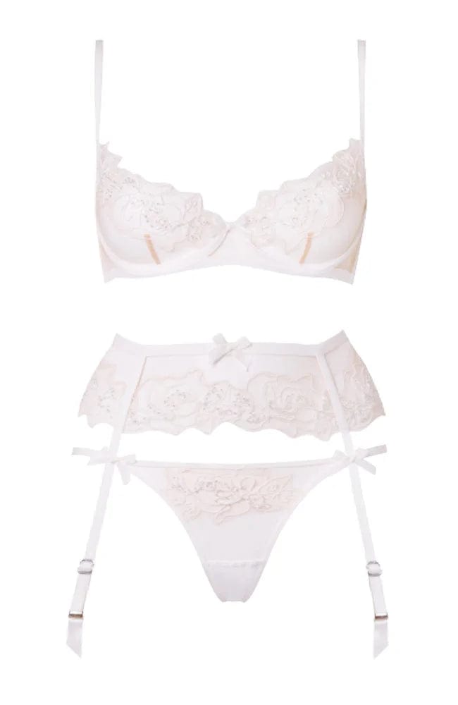 Lindie Bra, Suspender and Thong Set-Lingerie Sets-Agent Provocateur-SHEER, SHEER, Luxury lingerie brand, Luxury lingerie Hong Kong, Designer lingerie HK, Designer lingerie online, International luxury lingerie, Luxury lingerie gift ideas, buy lingerie online, Designer lingerie global delivery, Luxury lingerie shipping to Australia, Luxury lingerie shipping to Singapore