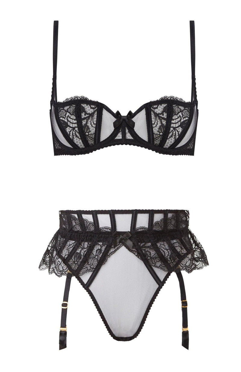 Rozlyn Bra and Suspender Thong Set-Lingerie Sets-Agent Provocateur-SHEER, SHEER, Luxury lingerie brand, Luxury lingerie Hong Kong, Designer lingerie HK, Designer lingerie online, International luxury lingerie, Luxury lingerie gift ideas, buy lingerie online, Designer lingerie global delivery, Luxury lingerie shipping to Australia, Luxury lingerie shipping to Singapore