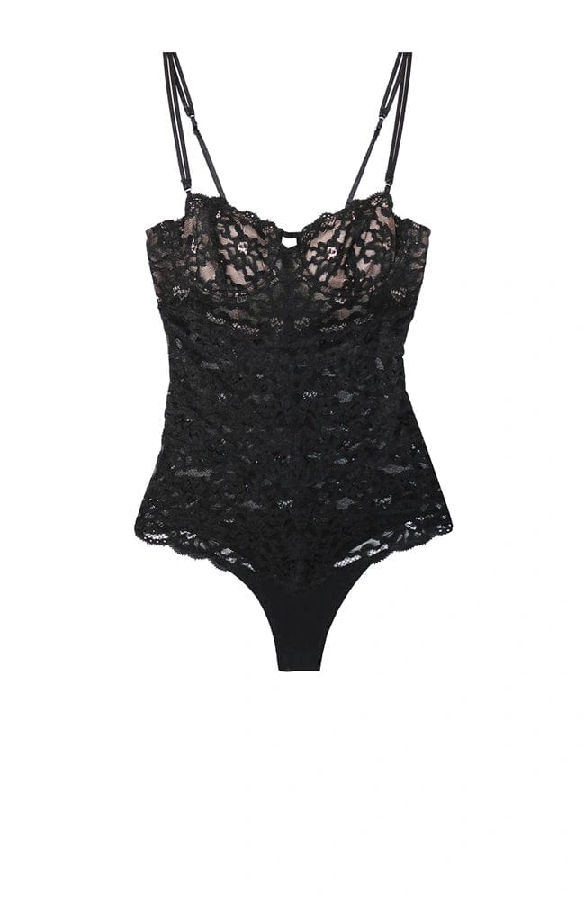 Sheer Lingerie Fleur du Mal Bodywear Black / 9001 / XS Charlotte Lace Balconette Bodysuit