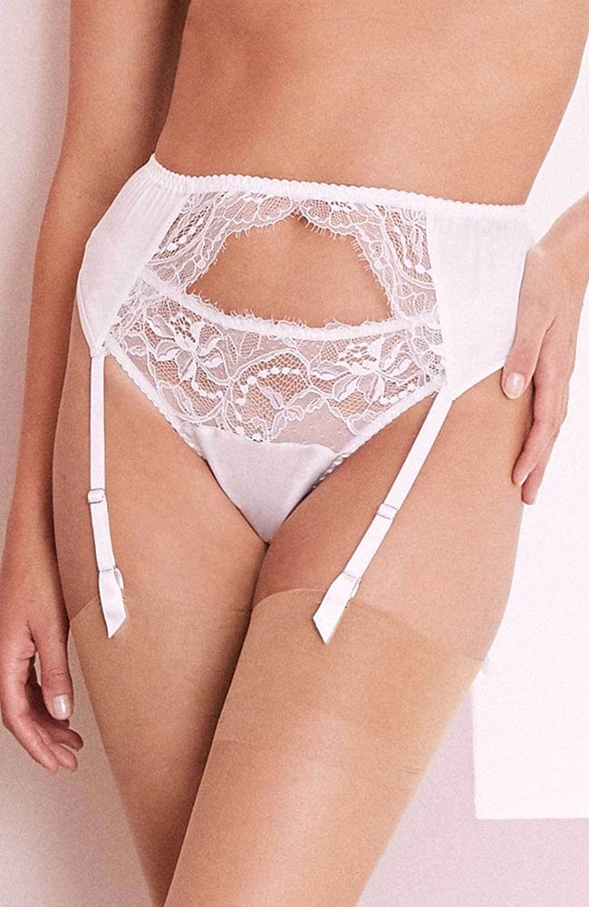 Signature Padded Plunge Bra, Suspender and Thong Set-Lingerie Sets-Fleur Of England-SHEER, SHEER, Luxury lingerie brand, Luxury lingerie Hong Kong, Designer lingerie HK, Designer lingerie online, International luxury lingerie, Luxury lingerie gift ideas, buy lingerie online, Designer lingerie global delivery, Luxury lingerie shipping to Australia, Luxury lingerie shipping to Singapore