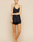 Sheer Lingerie Olivia von Halle Loungewear Bella Jet Black Silk Camisole & Shorts