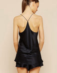 Sheer Lingerie Olivia von Halle Loungewear Bella Jet Black Silk Camisole & Shorts