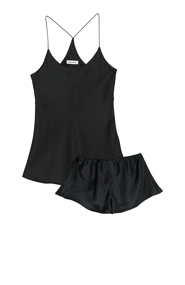 Sheer Lingerie Olivia von Halle Loungewear Jet Black / XS Bella Jet Black Silk Camisole & Shorts