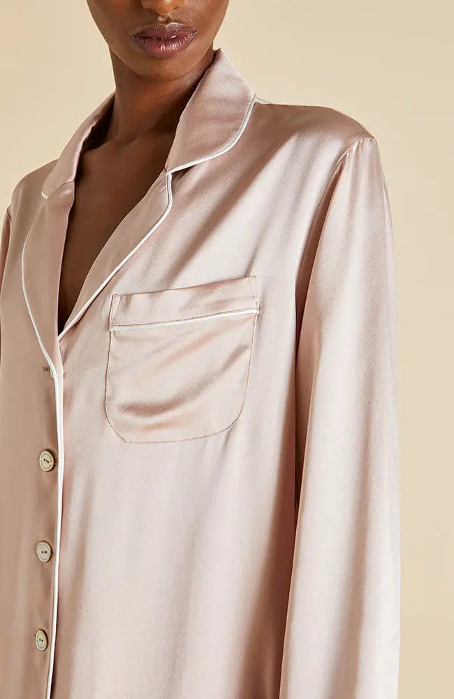Sheer Lingerie Olivia von Halle Loungewear Coco Oyster Ivory Silk Pajama Set
