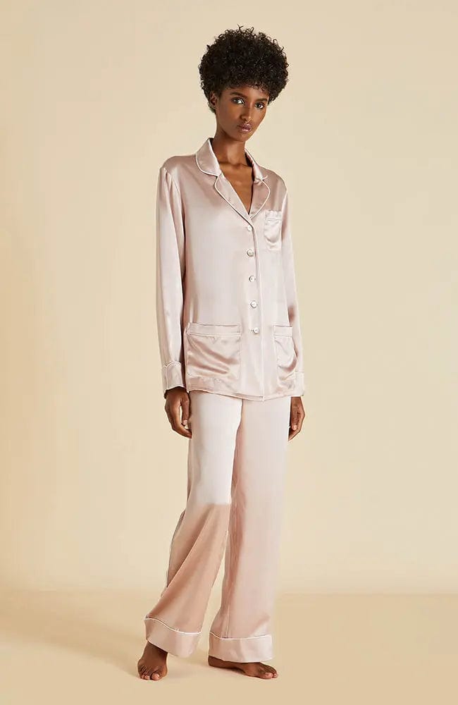 Sheer Lingerie Olivia von Halle Loungewear Coco Oyster Ivory Silk Pajama Set