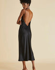 Sheer Lingerie Olivia von Halle Loungewear Issa Jet Black Silk Slip Dress