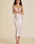 Sheer Lingerie Olivia von Halle Loungewear Issa Oyster Silk Slip Dress