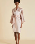 Sheer Lingerie Olivia von Halle Loungewear Oyster Ivory / 1001 / O/S Mimi Oyster Pink Silk Kimono Robe