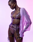 Amela Soft Triangle Bra, Suspender and Thong Set