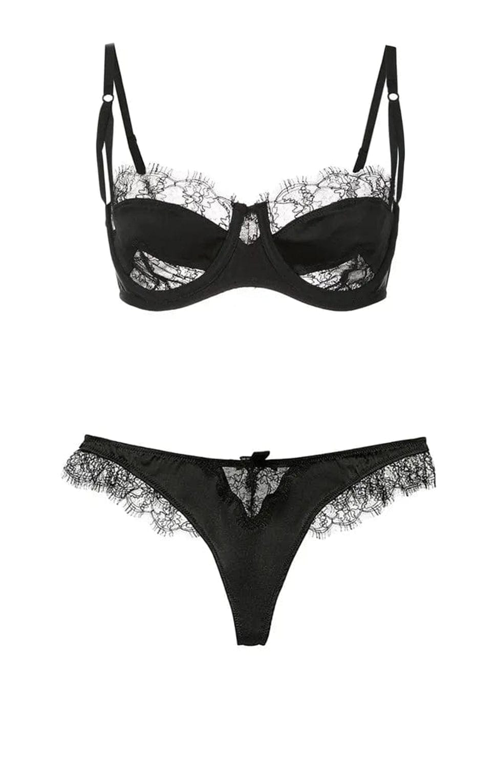 Lace Inset Balconette Bra &amp; Thong Set
