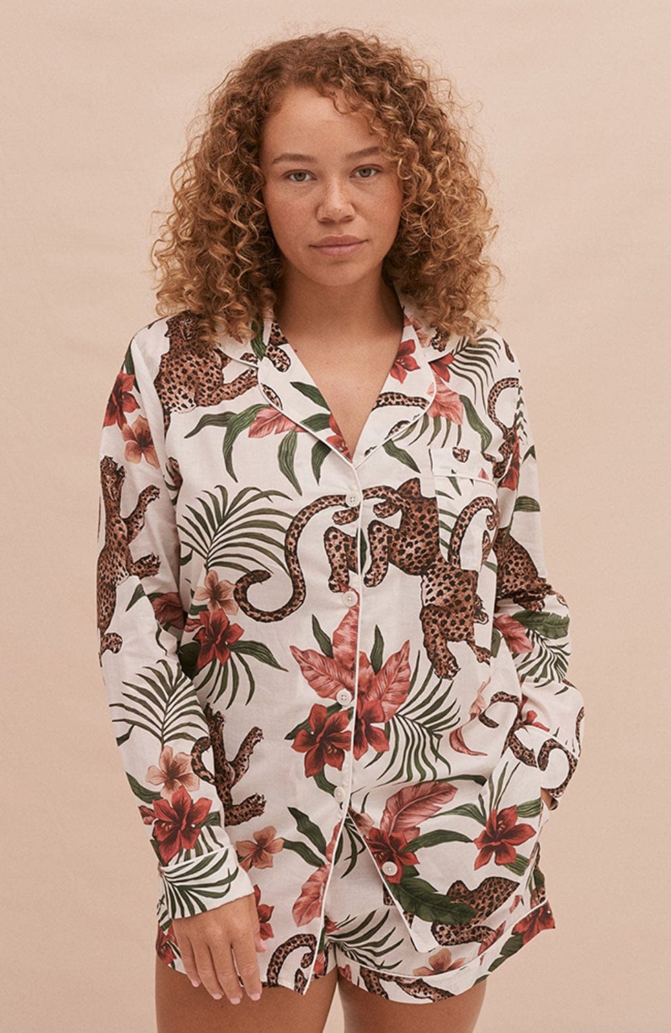 %shop_name_% Desmond &amp; Dempsey_Soleia Organic Cotton Long Sleeve Short Pajama Set _ Loungewear_ 