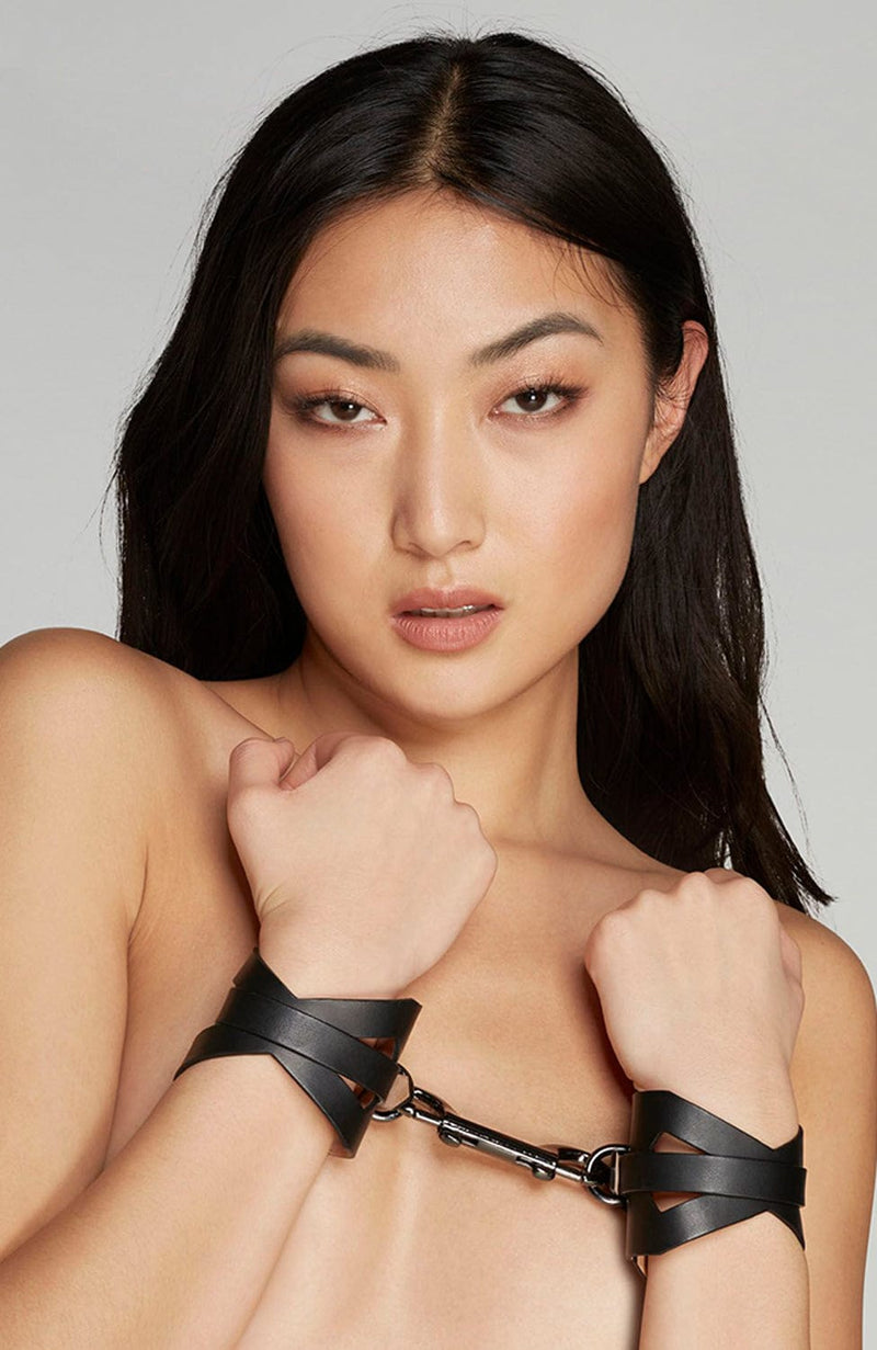 Veronika Leather Double Cuff-Accessories-Agent Provocateur-SHEER, SHEER, Luxury lingerie brand, Luxury lingerie Hong Kong, Designer lingerie HK, Designer lingerie online, International luxury lingerie, Luxury lingerie gift ideas, buy lingerie online, Designer lingerie global delivery, Luxury lingerie shipping to Australia, Luxury lingerie shipping to Singapore