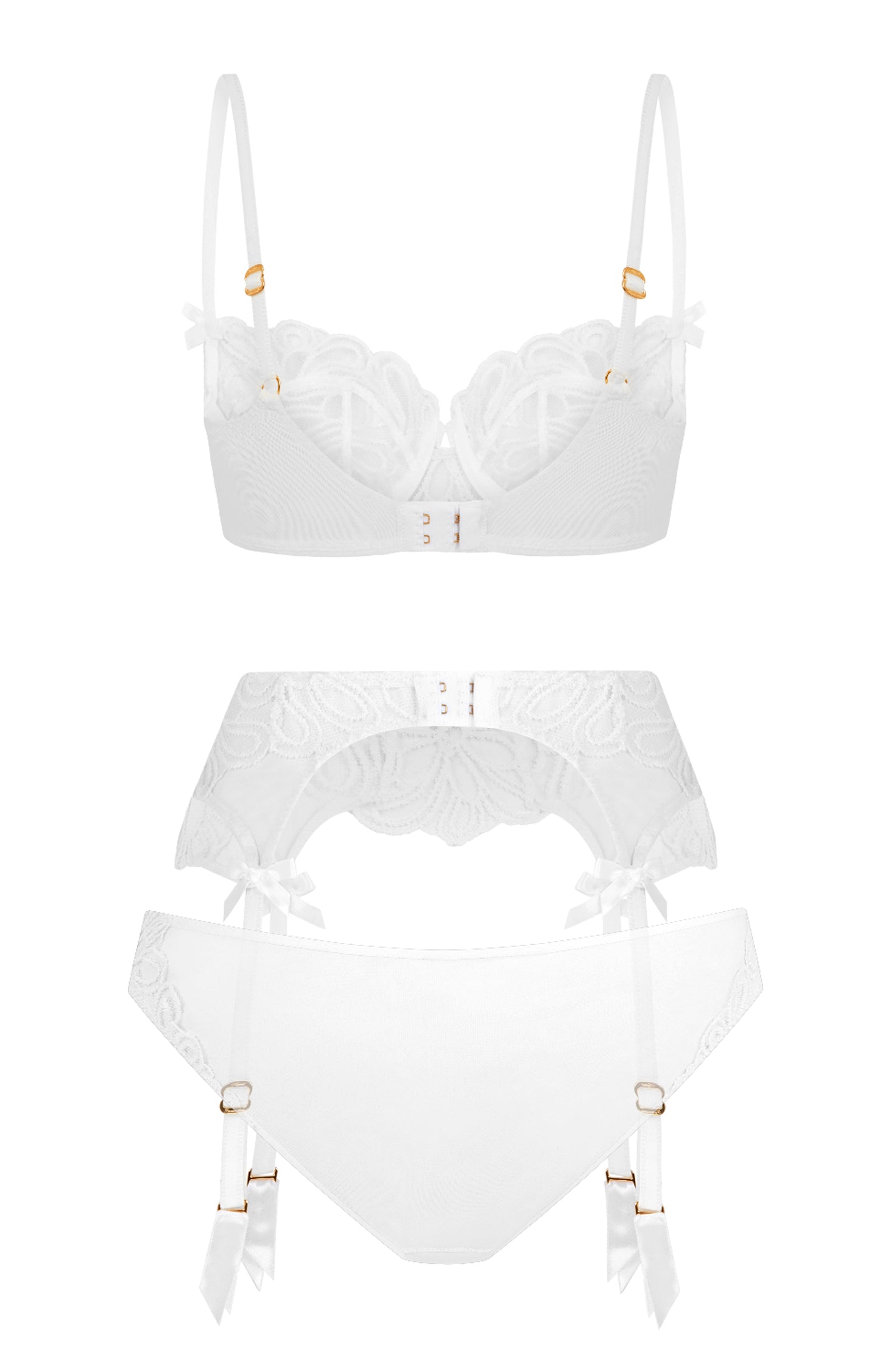 Sheer Lingerie Agent Provocateur Lingerie Sets Nelle Bra, Suspender and Brief Set