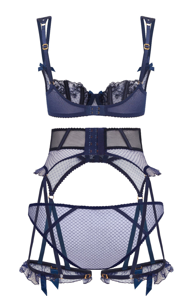 Rosia Bra, Suspender and Brief Set-Lingerie Sets-Agent Provocateur-SHEER, SHEER, Luxury lingerie brand, Luxury lingerie Hong Kong, Designer lingerie HK, Designer lingerie online, International luxury lingerie, Luxury lingerie gift ideas, buy lingerie online, Designer lingerie global delivery, Luxury lingerie shipping to Australia, Luxury lingerie shipping to Singapore