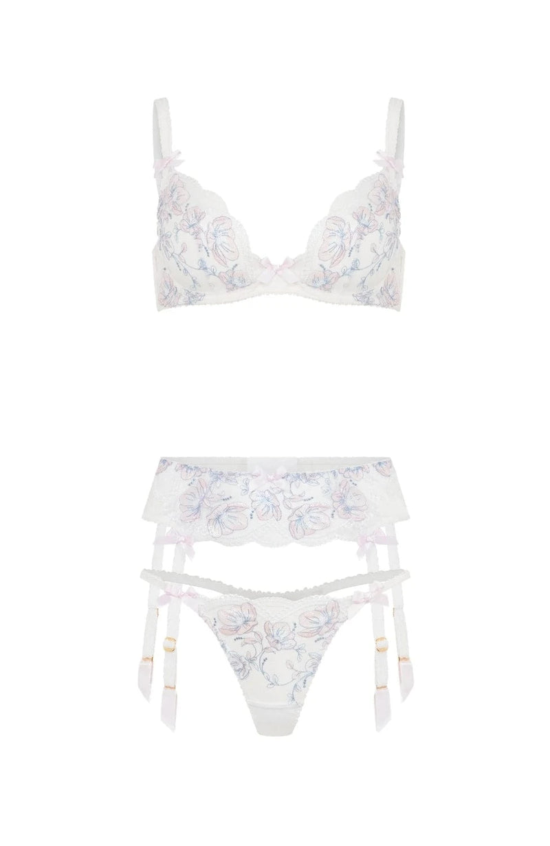 Sheer Lingerie Agent Provocateur Lingerie Sets Winnette Plunge Underwired Bra, Thong and Suspender Set