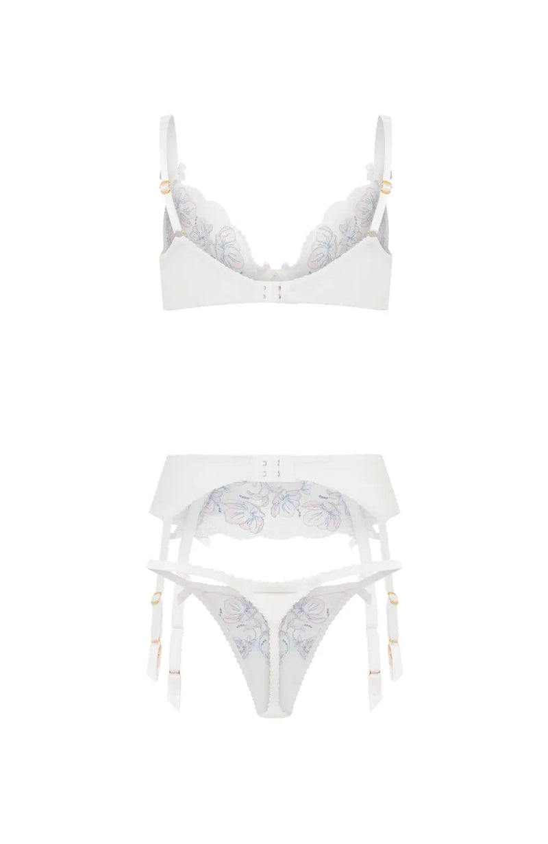 Sheer Lingerie Agent Provocateur Lingerie Sets Winnette Plunge Underwired Bra, Thong and Suspender Set